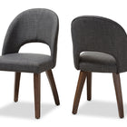 Baxton Studio Wesley Mid-Century Modern Dark Grey Fabric Upholstered Walnut Finished Wood Dining Chair (Set of 2)