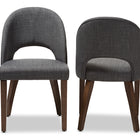 Baxton Studio Wesley Mid-Century Modern Dark Grey Fabric Upholstered Walnut Finished Wood Dining Chair (Set of 2)