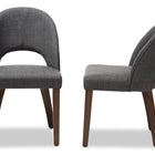 Baxton Studio Wesley Mid-Century Modern Dark Grey Fabric Upholstered Walnut Finished Wood Dining Chair (Set of 2)