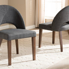 Baxton Studio Wesley Mid-Century Modern Dark Grey Fabric Upholstered Walnut Finished Wood Dining Chair (Set of 2)