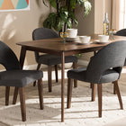 Baxton Studio Wesley Mid-Century Modern Dark Grey Fabric Upholstered Walnut Finished Wood 5-Piece Dining Set