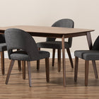 Baxton Studio Wesley Mid-Century Modern Dark Grey Fabric Upholstered Walnut Finished Wood 5-Piece Dining Set