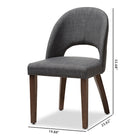 Baxton Studio Wesley Mid-Century Modern Dark Grey Fabric Upholstered Walnut Finished Wood Dining Chair (Set of 2)