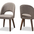 Baxton Studio Wesley Mid-Century Modern Light Grey Fabric Upholstered Walnut Finished Wood Dining Chair (Set of 2)