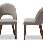 Baxton Studio Wesley Mid-Century Modern Light Grey Fabric Upholstered Walnut Finished Wood Dining Chair (Set of 2)