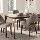 Baxton Studio Wesley Mid-Century Modern Light Grey Fabric Upholstered Walnut Finished Wood 5-Piece Dining Set