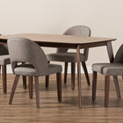 Baxton Studio Wesley Mid-Century Modern Light Grey Fabric Upholstered Walnut Finished Wood 5-Piece Dining Set