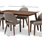 Baxton Studio Wesley Mid-Century Modern Light Grey Fabric Upholstered Walnut Finished Wood 5-Piece Dining Set