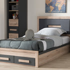 Baxton Studio Pandora Modern and Contemporary Dark Grey and Light Brown Two-Tone 2-Drawer Twin Size Storage Platform Bed