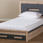 Baxton Studio Pandora Modern and Contemporary Dark Grey and Light Brown Two-Tone 2-Drawer Twin Size Storage Platform Bed