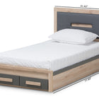 Baxton Studio Pandora Modern and Contemporary Dark Grey and Light Brown Two-Tone 2-Drawer Twin Size Storage Platform Bed
