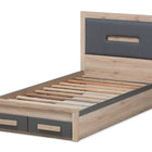 Baxton Studio Pandora Modern and Contemporary Dark Grey and Light Brown Two-Tone 2-Drawer Twin Size Storage Platform Bed