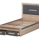 Baxton Studio Pandora Modern and Contemporary Dark Grey and Light Brown Two-Tone 2-Drawer Twin Size Storage Platform Bed