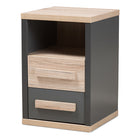 Baxton Studio Pandora Modern and Contemporary Dark Grey and Light Brown Two-Tone 2-Drawer Nightstand