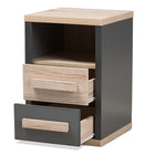 Baxton Studio Pandora Modern and Contemporary Dark Grey and Light Brown Two-Tone 2-Drawer Nightstand