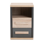 Baxton Studio Pandora Modern and Contemporary Dark Grey and Light Brown Two-Tone 2-Drawer Nightstand