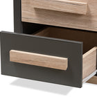 Baxton Studio Pandora Modern and Contemporary Dark Grey and Light Brown Two-Tone 2-Drawer Nightstand
