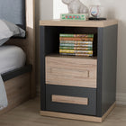 Baxton Studio Pandora Modern and Contemporary Dark Grey and Light Brown Two-Tone 2-Drawer Nightstand