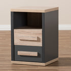 Baxton Studio Pandora Modern and Contemporary Dark Grey and Light Brown Two-Tone 2-Drawer Nightstand