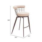 Zuo Saku Swivel Barstool Beige & Brown