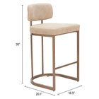 Zuo Velar Counter Stool (Set of 2) Beige