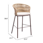 Zuo Freycinet Barstool (Set of 2) Natural