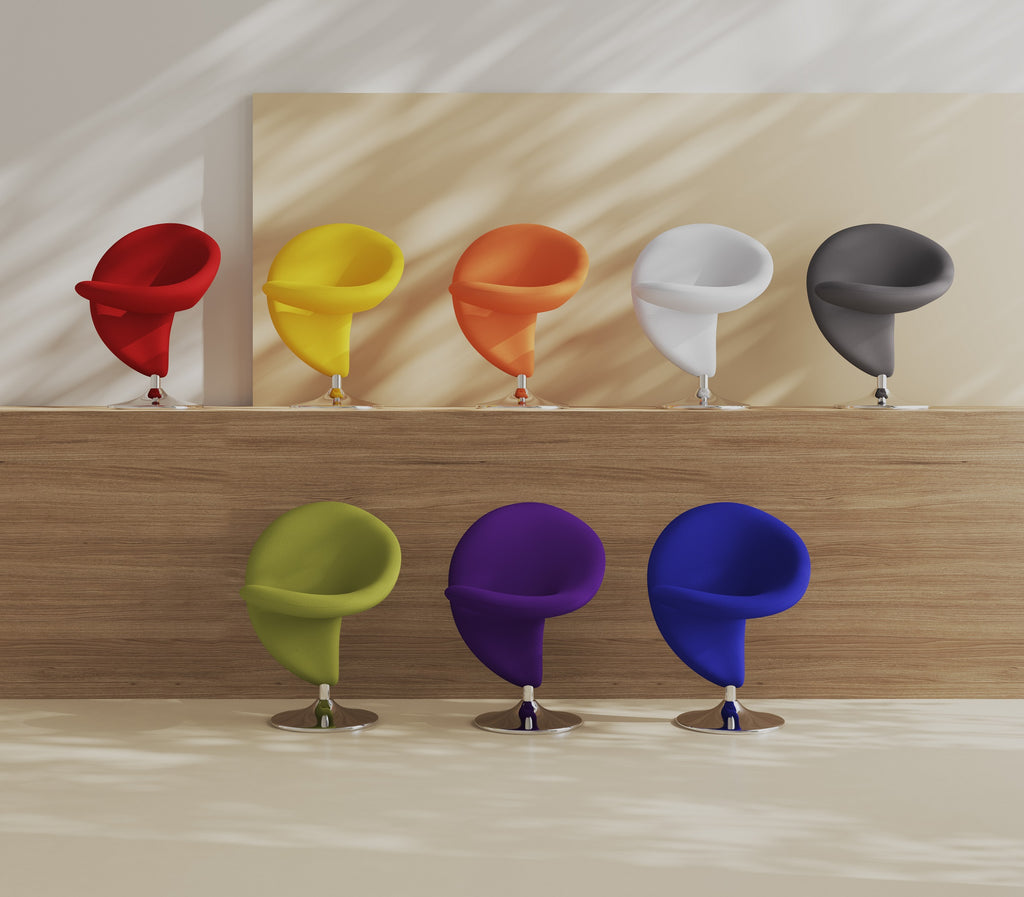 Manhattan Comfort Curl Modern 8-Piece Accent Chair in Blue, Cream, Purple, Green, Gray, Orange, Red and Yellow