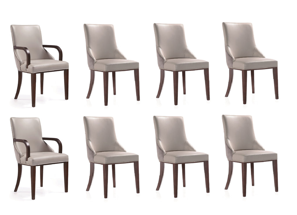 Manhattan Comfort Shubert Modern 8-Piece Dining Chair Set in Light Gray