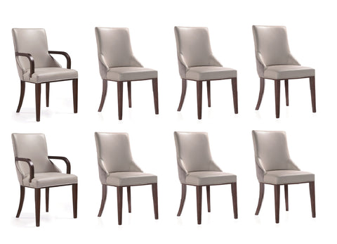 Manhattan Comfort Shubert Modern 8-Piece Dining Chair Set in Light Gray