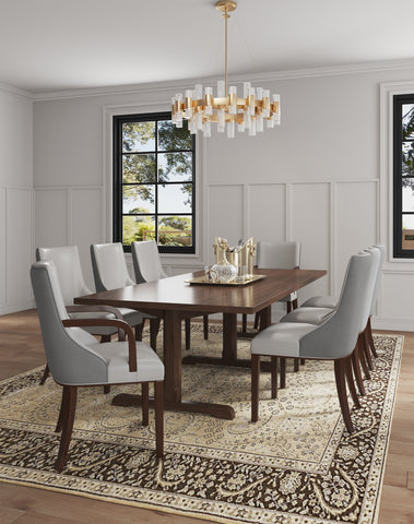 Manhattan Comfort Shubert Modern 8-Piece Dining Chair Set in Light Gray