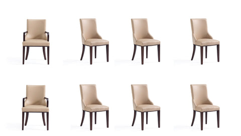 Manhattan Comfort Shubert Modern 8-Piece Dining Chair Set in Tan