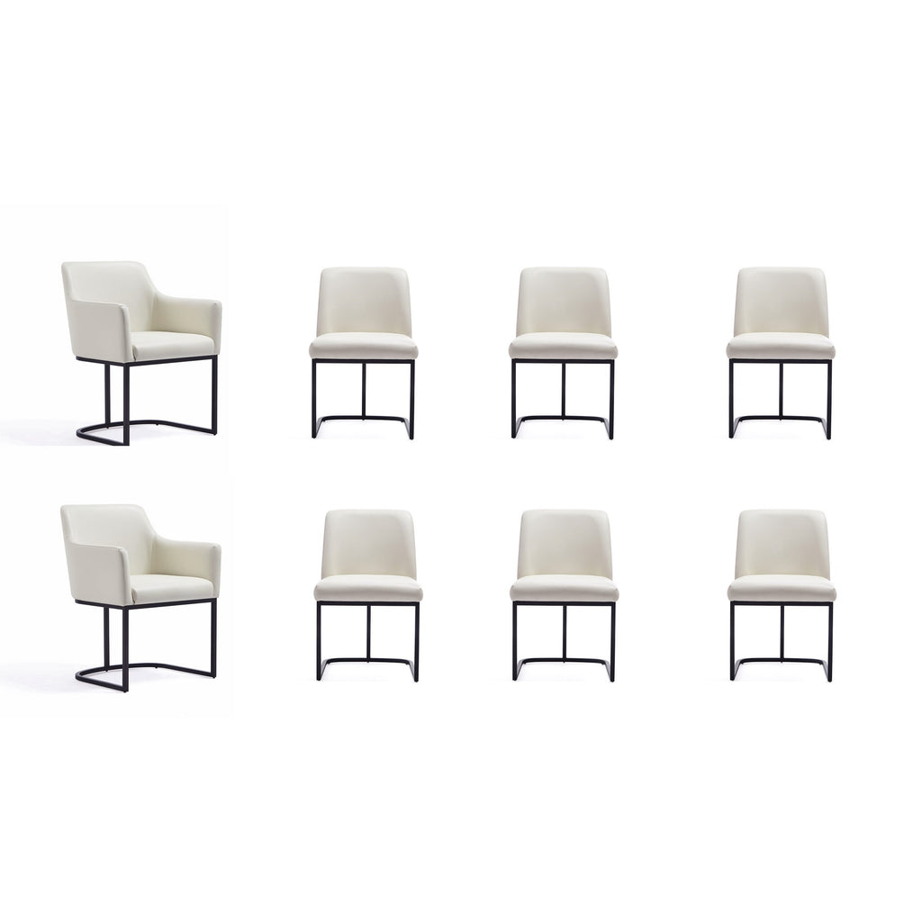 Manhattan Comfort Serena Modern 8-Piece Dining Set in Ivory