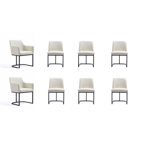 Manhattan Comfort Serena Modern 8-Piece Dining Set in Ivory