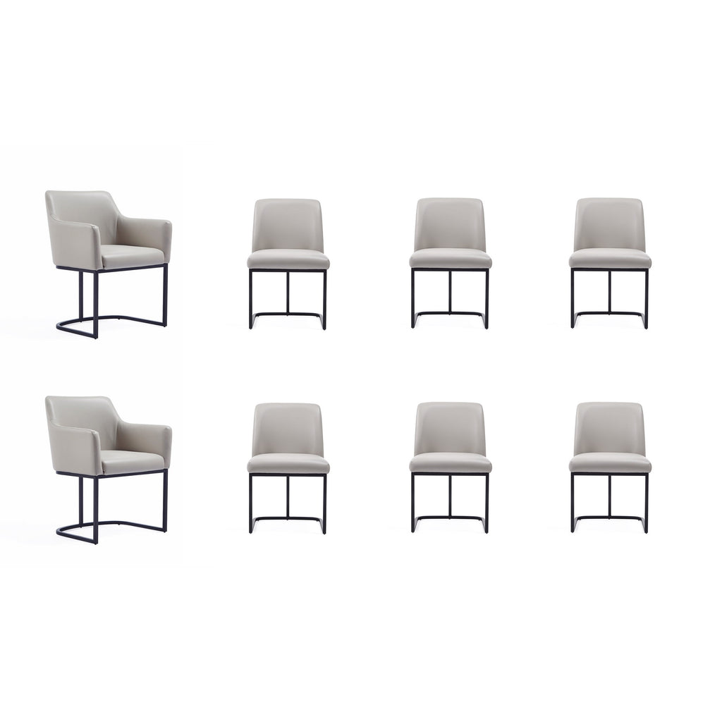 Manhattan Comfort Serena Modern 8-Piece Dining Set in Light Gray