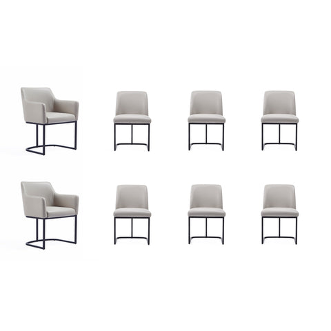 Manhattan Comfort Serena Modern 8-Piece Dining Set in Light Gray