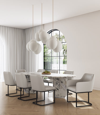 Manhattan Comfort Serena Modern 8-Piece Dining Set in Light Gray