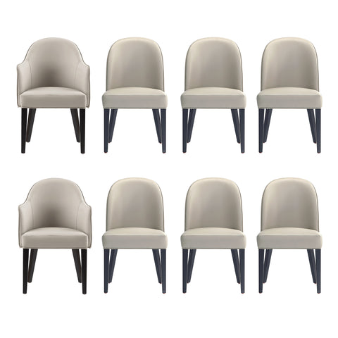 Manhattan Comfort Hillman Modern 8-Piece Dining Chair Set in Light Gray