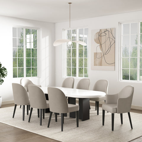 Manhattan Comfort Hillman Modern 8-Piece Dining Chair Set in Light Gray