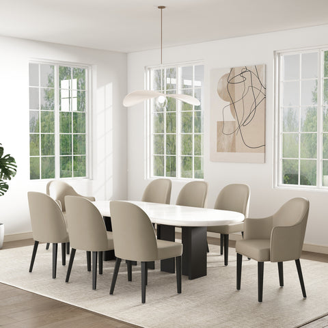 Manhattan Comfort Hillman Modern 8-Piece Dining Chair Set in Sand