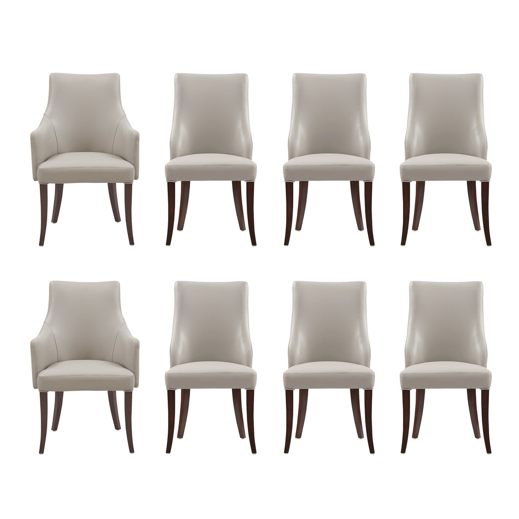 Manhattan Comfort Connie Modern 8-Piece Dining Chair Set in Light Gray