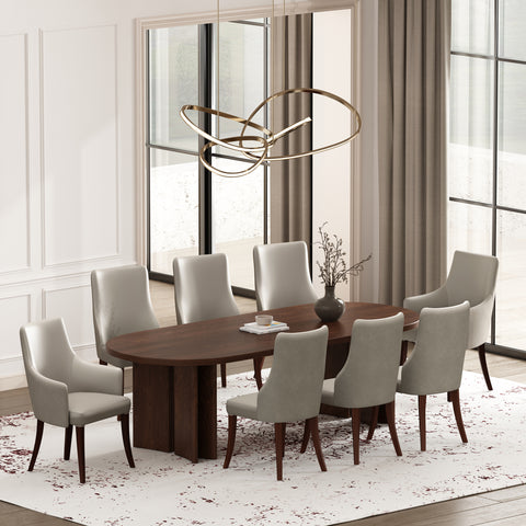 Manhattan Comfort Connie Modern 8-Piece Dining Chair Set in Light Gray