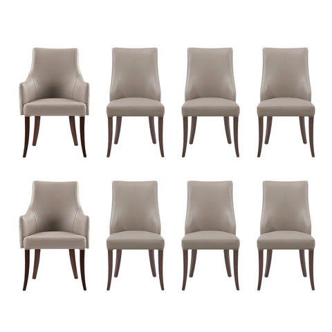 Manhattan Comfort Connie Modern 8-Piece Dining Chair Set in Taupe