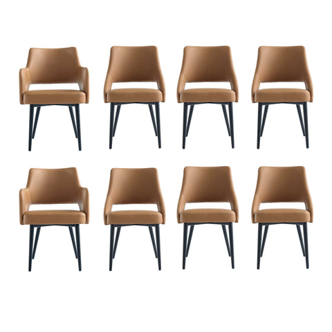 Manhattan Comfort Tremont Modern 8-Piece Dining Chair Set in Saddle