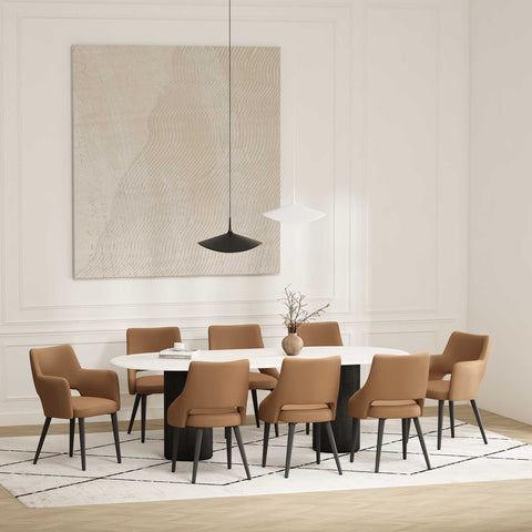 Manhattan Comfort Tremont Modern 8-Piece Dining Chair Set in Saddle