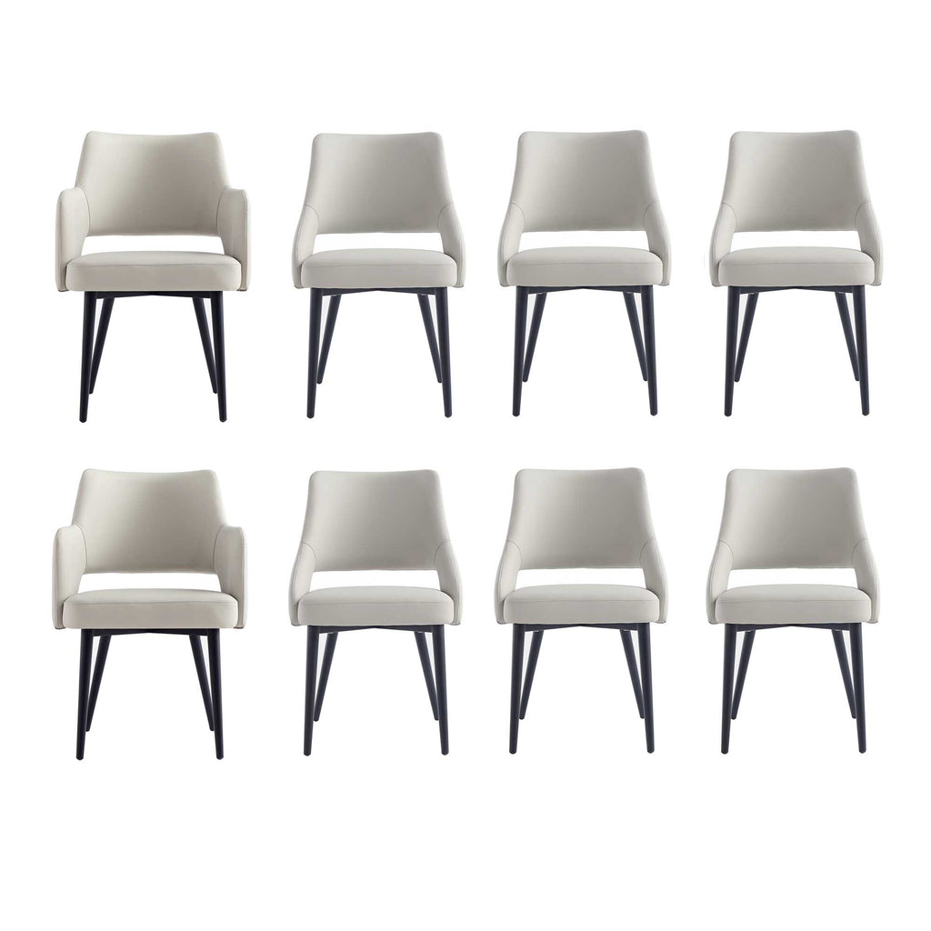 Manhattan Comfort Tremont Modern 8-Piece Dining Chair Set in Stone Gray