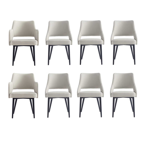Manhattan Comfort Tremont Modern 8-Piece Dining Chair Set in Stone Gray