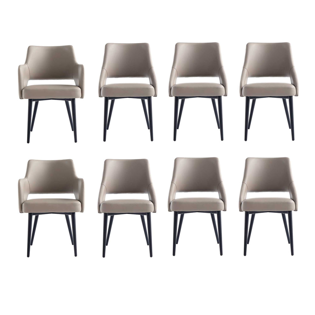 Manhattan Comfort Tremont Modern 8-Piece Dining Chair Set in Taupe