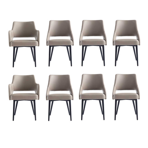 Manhattan Comfort Tremont Modern 8-Piece Dining Chair Set in Taupe