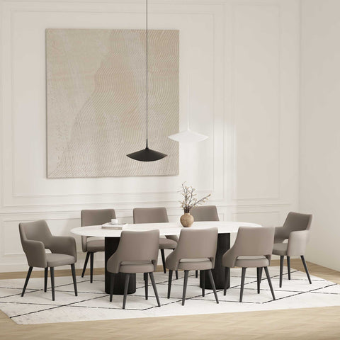 Manhattan Comfort Tremont Modern 8-Piece Dining Chair Set in Taupe