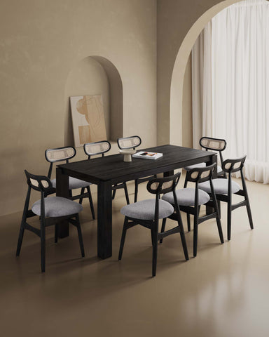 Manhattan Comfort Paragon and Rockaway Modern Industry Chic 9-Piece Dining Set in Black and Gray